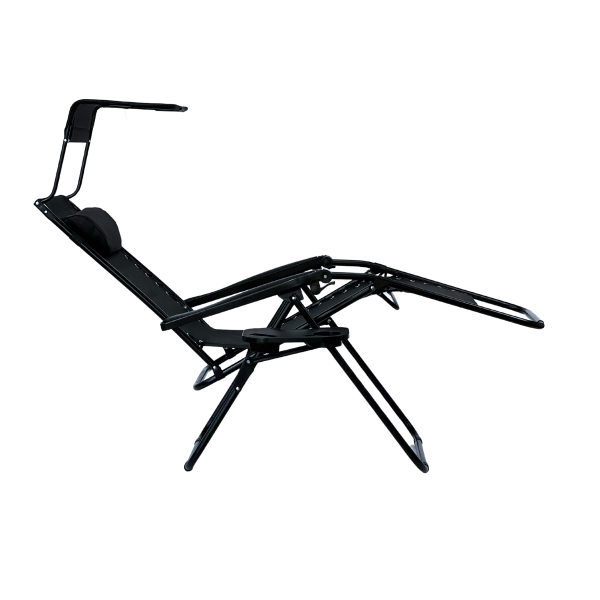Розкладне крісло шезлонг з козирком LEOBRO Zero Gravity Black (LB-ZGC-H1-BLK) - фото №3