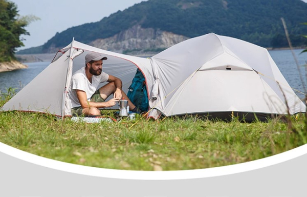 Намет надлегкий двомісний  з футпринтом Naturehike Mongar NH17T007-M, 20D, сiрий - фото №3