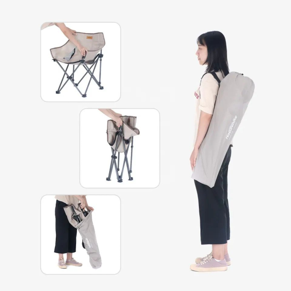 Крісло складане Naturehike NH20JJ022 600D Oxford Cotton / сталь, бежевий - фото №3
