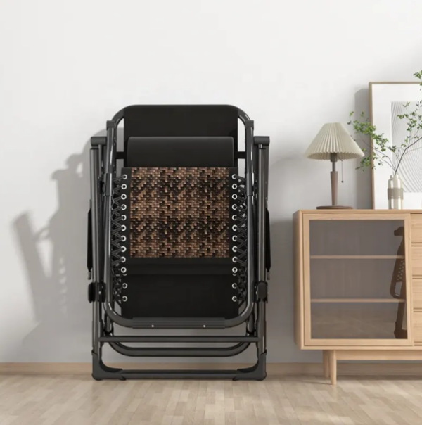 Розкладне крісло шезлонг Zero Gravity LEOBRO Коричневе плетене Ротанг (ZGC-S09) - фото №3