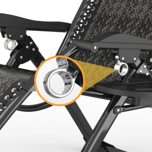 Розкладне крісло шезлонг Zero Gravity LEOBRO Сіре плетене Ротанг (ZGC-S10) - фото №3