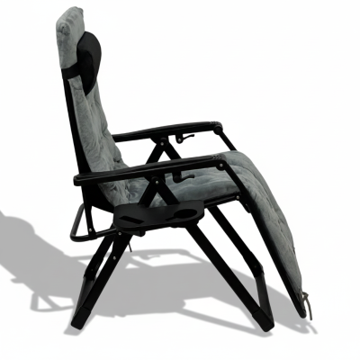 Розкладне крісло шезлонг LEOBRO Zero Gravity Premium Plus Grey Velvet (LB-ZGC-K3-GRY) - фото