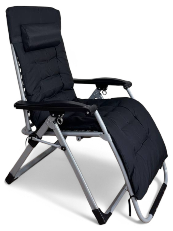 Розкладне крісло шезлонг LEOBRO Zero Gravity Premium Plus Чорне (LB-ZGC-E1-BLK) - фото №3