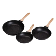 Набір з 3 алюмінієвих сковорідок з товстим дном MGC Чорний HP-4-410B - фото №3