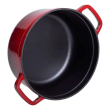 Каструля чавунна емальована 3 л з кришкою Ø24 см Червона HP-1-3R - фото №4