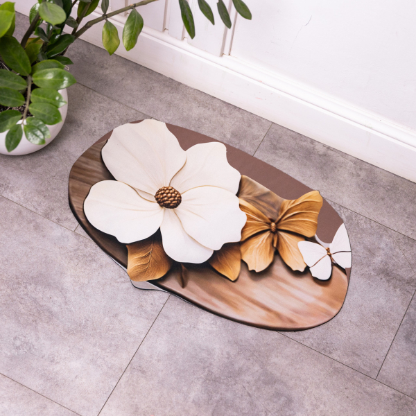 Килимок для ванної кімнати з 3D-ефектом Petal Relief 38*58 см діатомітовий Коричневий HP-42-35 - фото №3