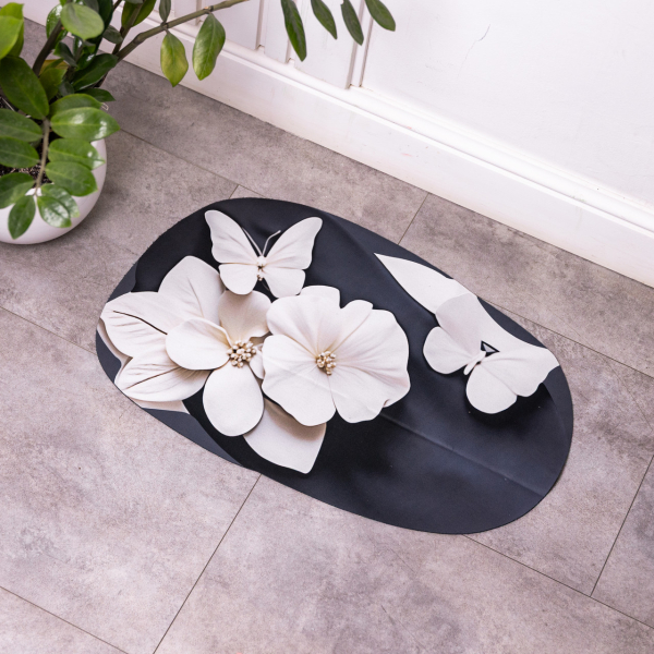 Килимок для ванної кімнати з 3D-ефектом Petal Relief 38*58 см діатомітовий Чорний HP-42-38 - фото №3