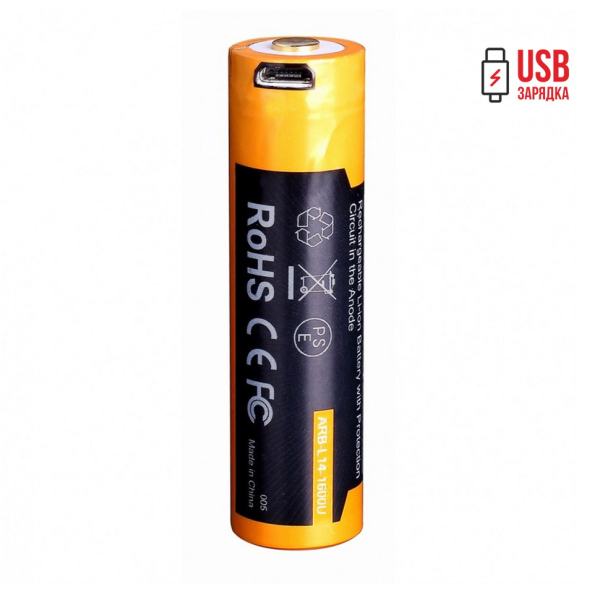 Акумулятор 14500 Fenix ARB-L14-1600U micro usb зарядка - фото