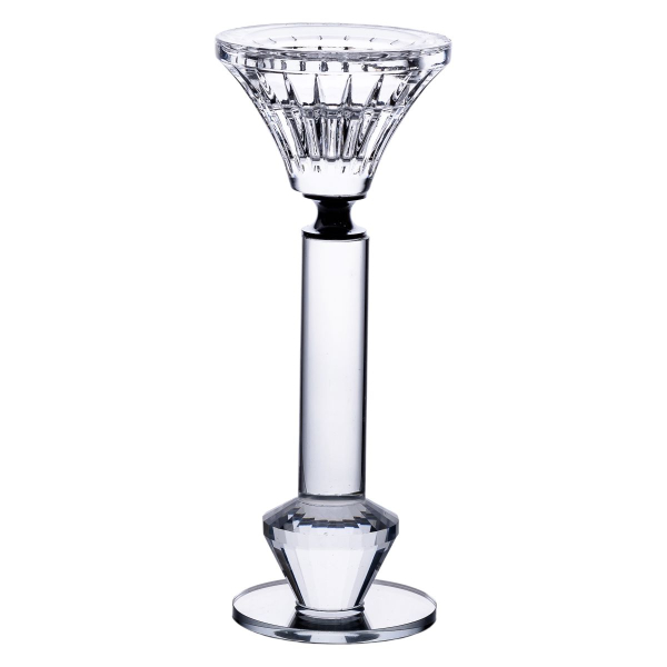 Підсвічник скляний на ніжці  6×17.3 см прозорий декоративний підсвічник на стіл HP-4-10S - фото