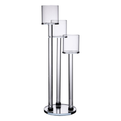 Підсвічник скляний на 3 свічки 12×37.5 см підсвічник декоративний прозорий на ніжці HP-4-13