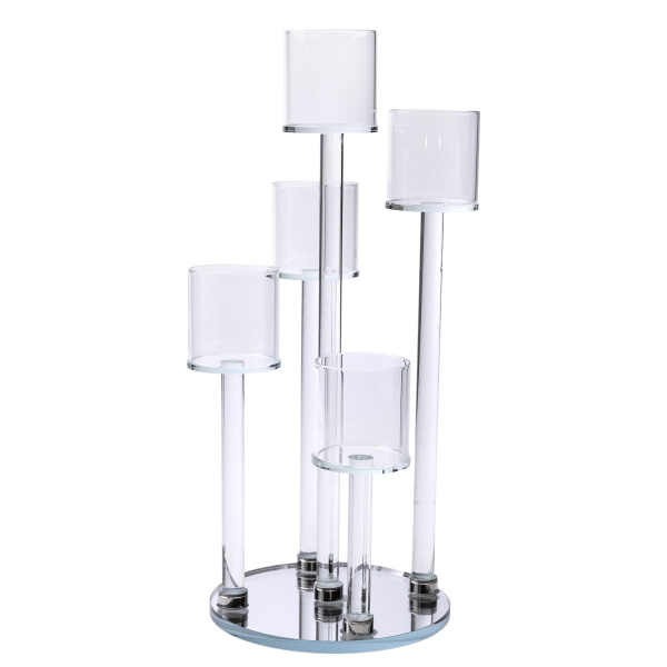 Підсвічник скляний на 5 свічок 16×38 см підсвічник декоративний прозорий на ніжці HP-4-14 - фото №2