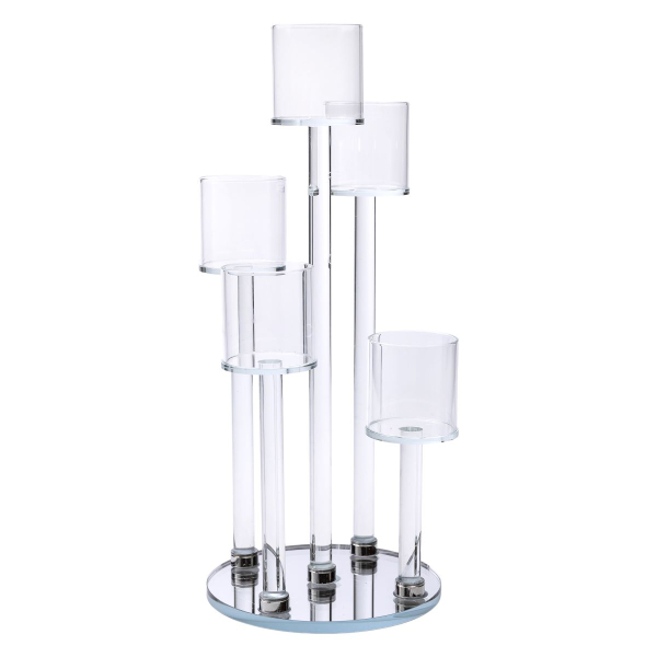 Підсвічник скляний на 5 свічок 16×38 см підсвічник декоративний прозорий на ніжці HP-4-14 - фото №3