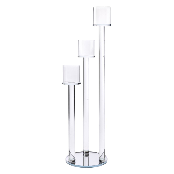 Підсвічник скляний на 3 свічки 16×57 см підсвічник декоративний прозорий на ніжці HP-4-15 - фото №2