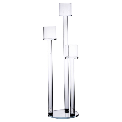 Підсвічник скляний на 3 свічки 16×57 см підсвічник декоративний прозорий на ніжці HP-4-15 - фото