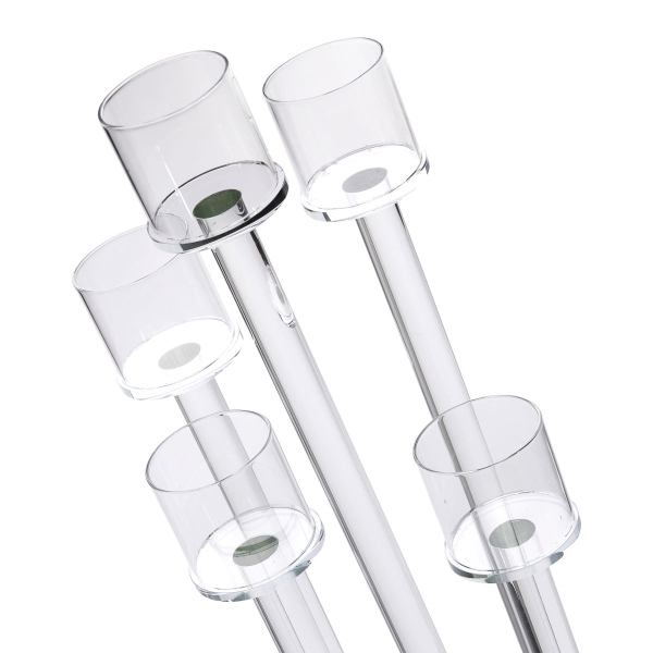 Підсвічник скляний на 5 свічок 20×56.5 см підсвічник декоративний прозорий на ніжці HP-4-16 - фото №3