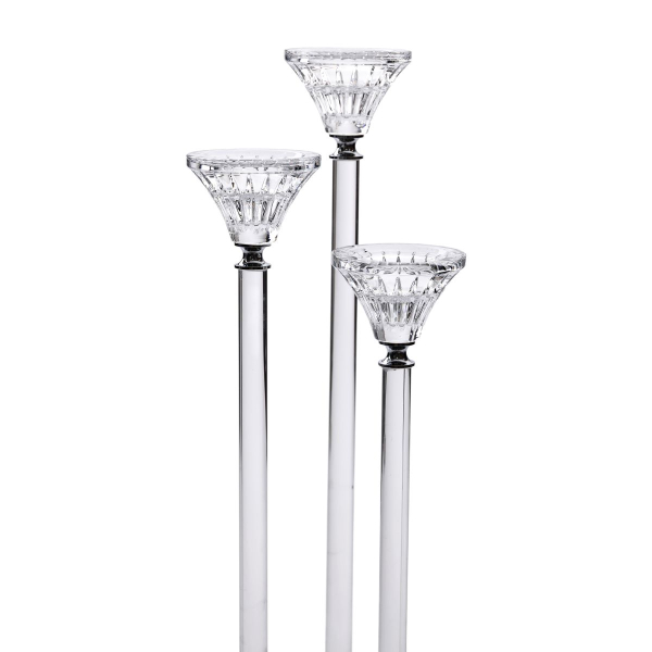 Підсвічник скляний на 3 свічки 12×37 см підсвічник декоративний прозорий на ніжці HP-4-17 - фото №4