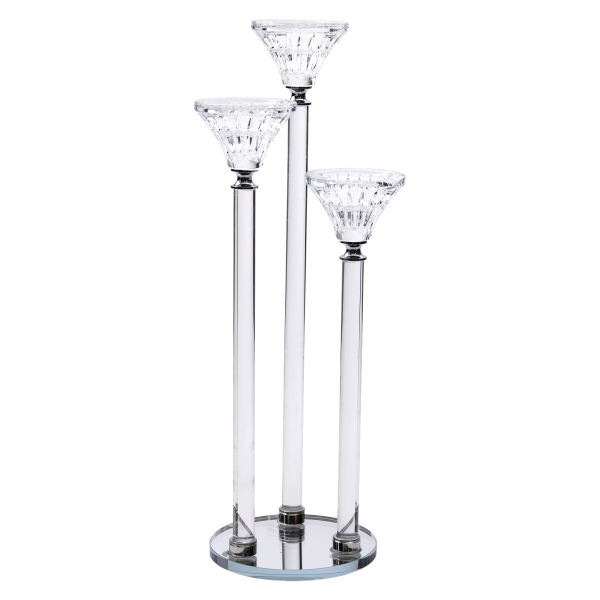 Підсвічник скляний на 3 свічки 12×37 см підсвічник декоративний прозорий на ніжці HP-4-17 - фото №3