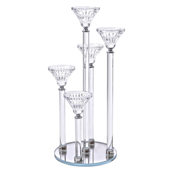 Підсвічник скляний на 5 свічок 16×37.5 см підсвічник декоративний прозорий на ніжці HP-4-18 - фото №2