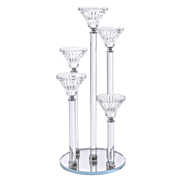 Підсвічник скляний на 5 свічок 16×37.5 см підсвічник декоративний прозорий на ніжці HP-4-18 - фото №4