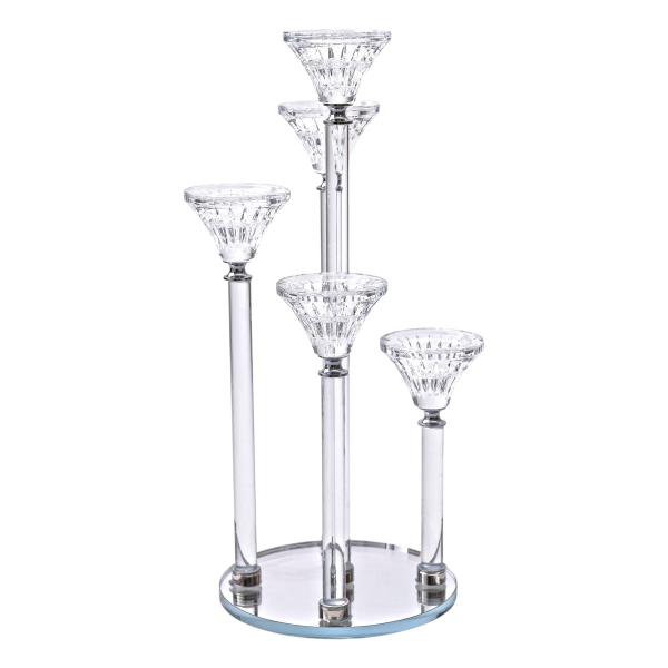 Підсвічник скляний на 5 свічок 16×37.5 см підсвічник декоративний прозорий на ніжці HP-4-18 - фото №5