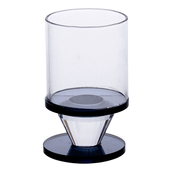 Підсвічник скляний 6×10 см на одну свічку підсвічник келих на ніжці декоративний Сірий HP-4-19S - фото