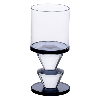 Підсвічник скляний 6×13 см на одну свічку підсвічник келих на ніжці декоративний Сірий HP-4-20M - фото