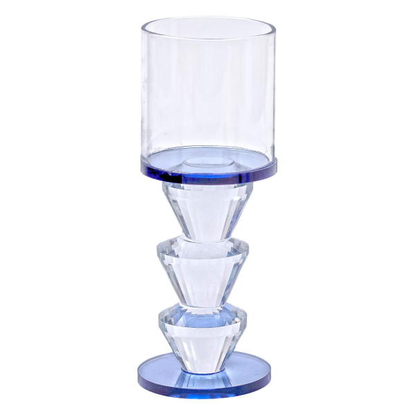 Підсвічник скляний 6×15.7 см на одну свічку підсвічник келих на ніжці декоративний Сірий HP-4-21L - фото №2