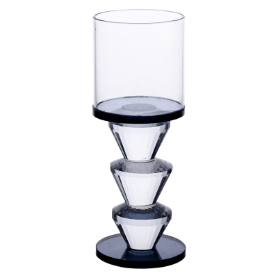 Підсвічник скляний 6×15.7 см на одну свічку підсвічник келих на ніжці декоративний Сірий HP-4-21L - фото