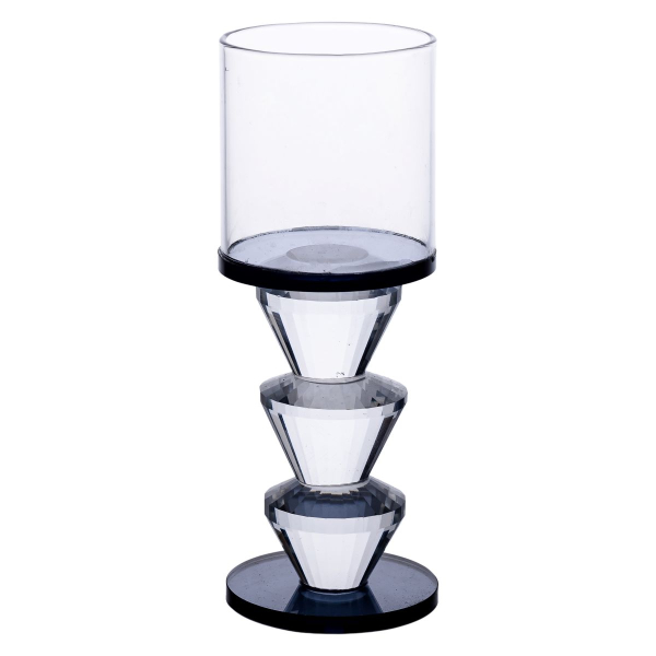 Підсвічник скляний 6×15.7 см на одну свічку підсвічник келих на ніжці декоративний Сірий HP-4-21L - фото