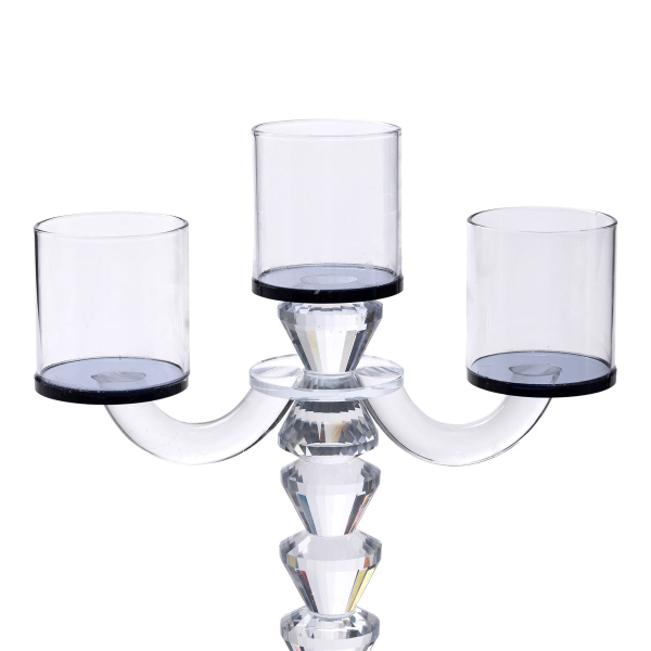 Канделябр на 3 свічки 22×9×23 см підсвічник декоративний скляний на ніжці Чорний HP-4-22 - фото №4
