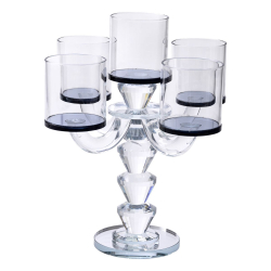 Канделябр на 5 свічок 19×19×24 см підсвічник декоративний скляний на ніжці Чорний HP-4-23