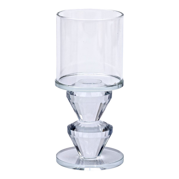 Підсвічник скляний 6×13.3 см на одну свічку підсвічник келих на ніжці декоративний прозорий HP-4-28M - фото №2