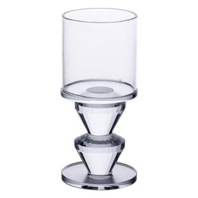 Підсвічник скляний 6×13.3 см на одну свічку підсвічник келих на ніжці декоративний прозорий HP-4-28M - фото