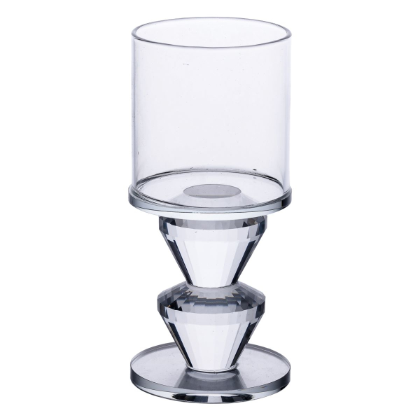 Підсвічник скляний 6×13.3 см на одну свічку підсвічник келих на ніжці декоративний прозорий HP-4-28M - фото