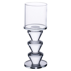 Підсвічник скляний 6×16.5 см на одну свічку підсвічник келих на ніжці декоративний прозорий HP-4-29L