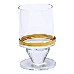 Підсвічник скляний на ніжці з золотою окантовкою 6×10 см підсвічник келих декоративний прозорий HP-4-32S