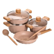 Набір посуду, 3 каструлі, сковорода, алюмінієва товстодонна MGC з лопаткою та ополоником, бежевий HP-4-401CR - фото №2