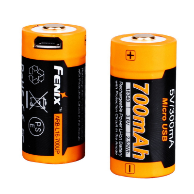Акумулятор 16340 Fenix 700 UP mAh Li-ion micro usb зарядка - фото