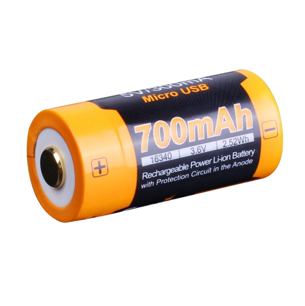 Акумулятор 16340 Fenix 700 UP mAh Li-ion micro usb зарядка - фото №2