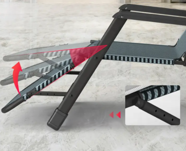 Розкладне крісло шезлонг з подушкою LEOBRO темно-сіре (FCB-S04-PP) - фото №4