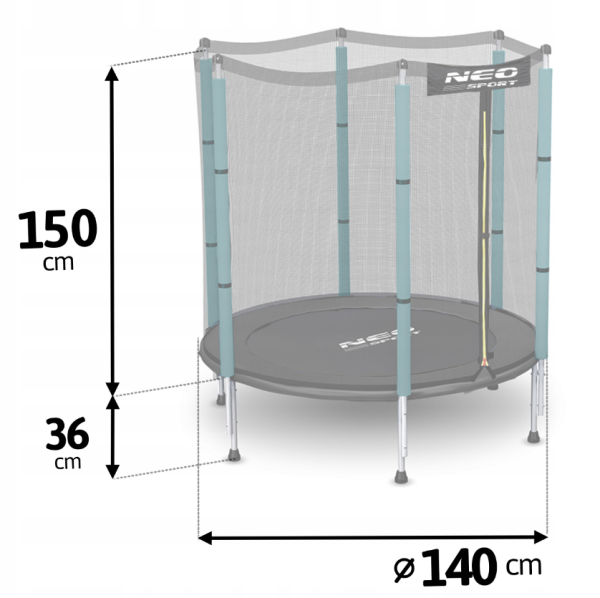 Посилений батут Neo-Sport 140 см із зовнішньою сіткою PREMIUM (NS-04Z230F) - фото №3