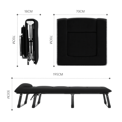Розкладне ліжко (розкладачка) з вбудованим матрацом LEOBRO Black (LB-FB-S1-BLK) - фото