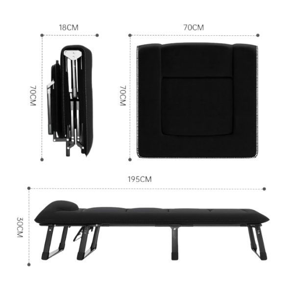 Розкладне ліжко (розкладачка) з вбудованим матрацом LEOBRO Black (LB-FB-S1-BLK) - фото