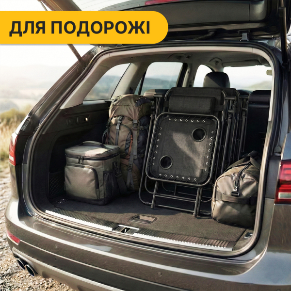 Комплект 2-а розкладні крісла-шезлонга + столик Zero Gravity LEOBRO Чорний (LB-ZGT-F3-BLK) - фото №3