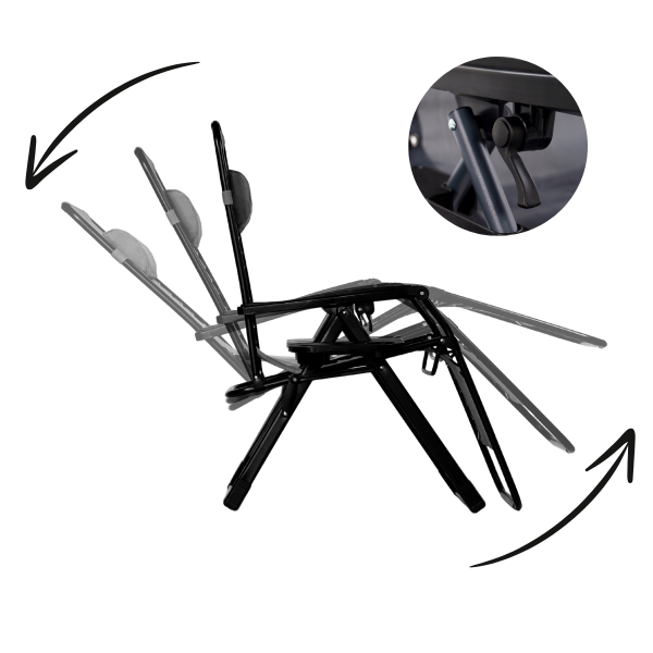 Розкладне крісло шезлонг LEOBRO Zero Gravity Premium Black (LB-ZGC-G2-BLK) - фото №3