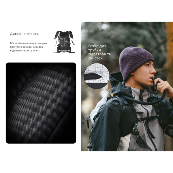 Рюкзак туристичний Naturehike Helium CNK2300016, 30+5 л, чорний - фото №12