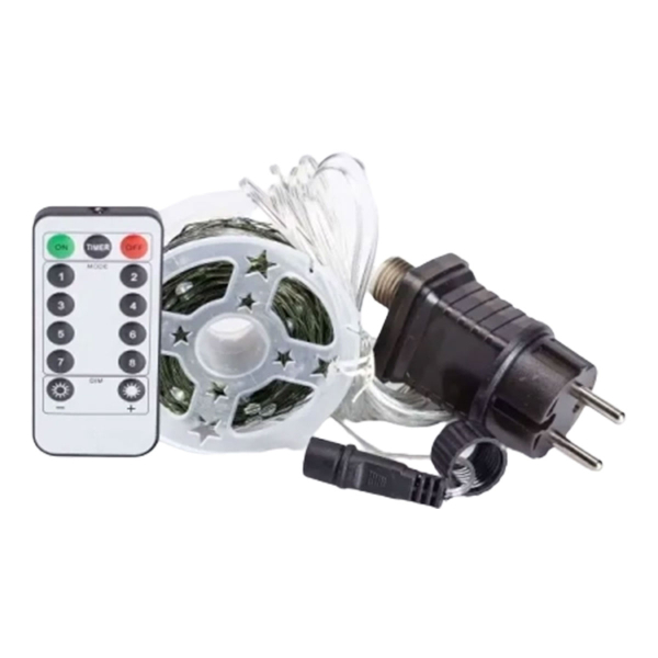 Гірлянда роса на пульті 50 метрів на 500 led світлодіодів крапля на зеленому дроті синя 500L50MGBL - фото №13