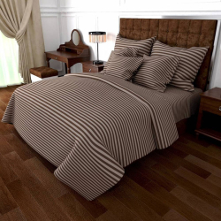Постільна білизна Коричнева Бязь страйп MERISET - Полуторний на резинці