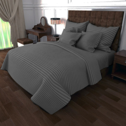 Постільна білизна Сірий страйп Бязь Люкс MERISET - Полуторний