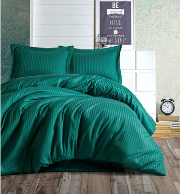 Постільна білизна GREEN Elite Сатин страйп MERISET - Полуторний - фото